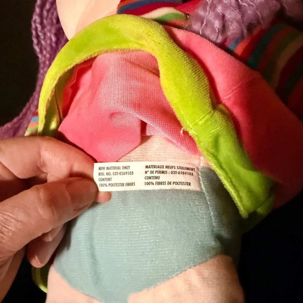 Colorbok Plush Rag Doll Kids 18in Pink Purple Yarn‎ Hair Berry Theme